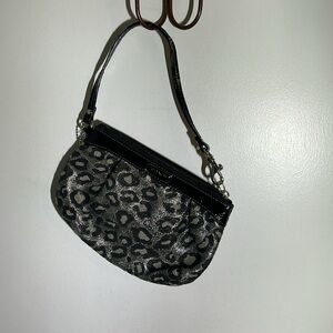 Coach clutch leopard print silver